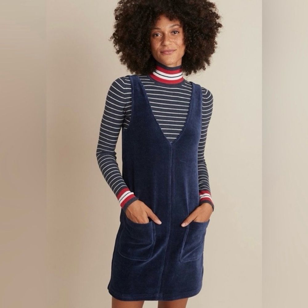 Marine Layer Millie Shift Dress in Navy Velour Corduroy